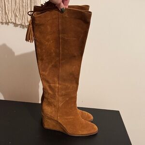Antonio Melani Brown Suede Knee-High Wedge Boots